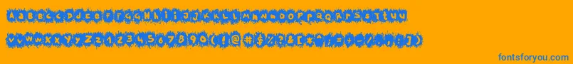 TpfKrikkelKrakkel-Schriftart – Blaue Schriften auf orangefarbenem Hintergrund