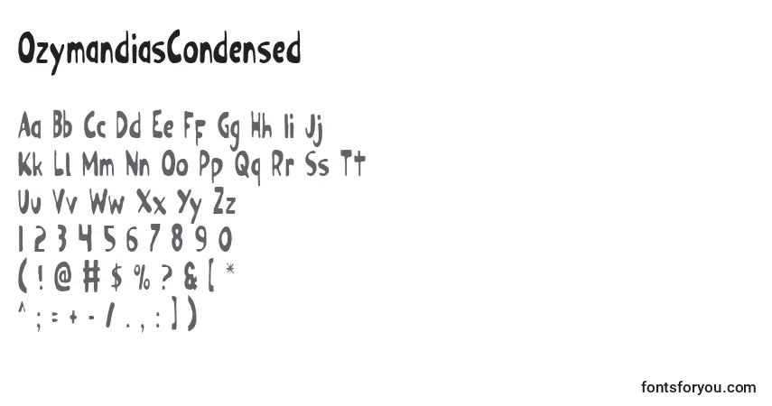 A fonte OzymandiasCondensed – alfabeto, números, caracteres especiais
