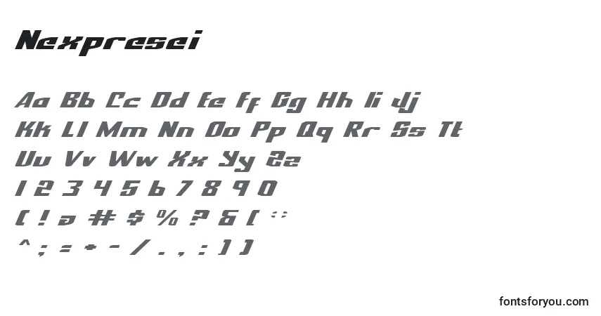 Schriftart Nexpresei – Alphabet, Zahlen, spezielle Symbole