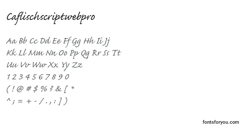 A fonte Caflischscriptwebpro – alfabeto, números, caracteres especiais