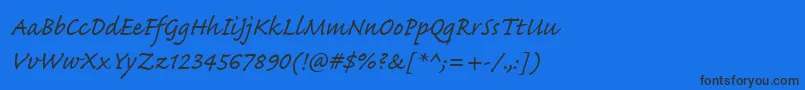 Caflischscriptwebpro-Schriftart – Schwarze Schriften auf blauem Hintergrund