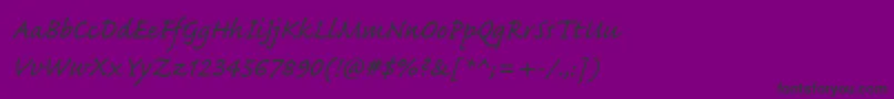 Caflischscriptwebpro-Schriftart – Schwarze Schriften auf violettem Hintergrund
