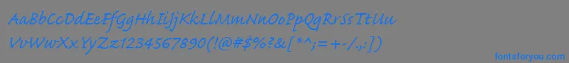 フォントCaflischscriptwebpro – 灰色の背景に青い文字