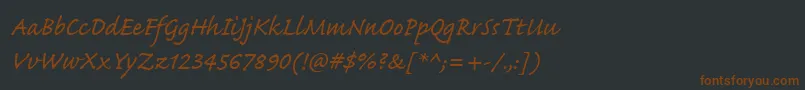 Fonte Caflischscriptwebpro – fontes marrons em um fundo preto