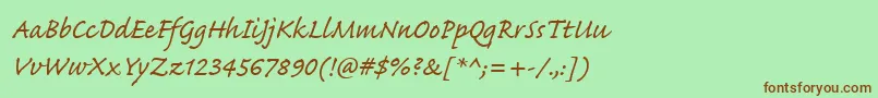 Caflischscriptwebpro Font – Brown Fonts on Green Background