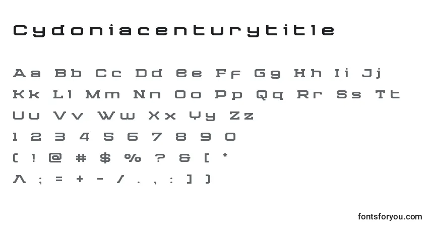 A fonte Cydoniacenturytitle – alfabeto, números, caracteres especiais