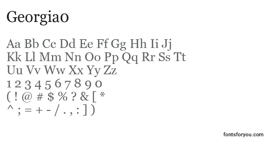 A fonte Georgia0 – alfabeto, números, caracteres especiais