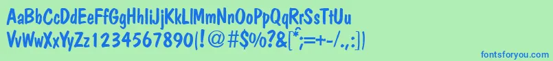 PolcasualRegularDb Font – Blue Fonts on Green Background