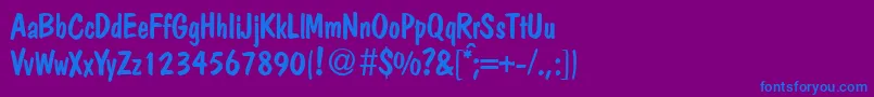 フォントPolcasualRegularDb – 紫色の背景に青い文字