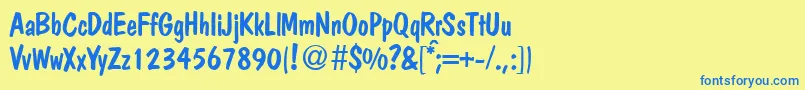 PolcasualRegularDb Font – Blue Fonts on Yellow Background