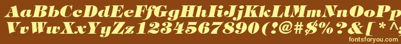 SophisticateUltraSsiBlackItalic-fontti – keltaiset fontit ruskealla taustalla