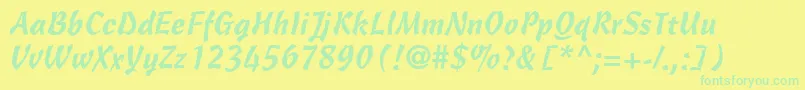 CascadeScriptLt Font – Green Fonts on Yellow Background