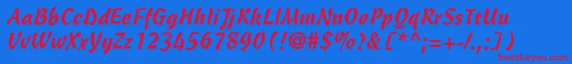 CascadeScriptLt Font – Red Fonts on Blue Background