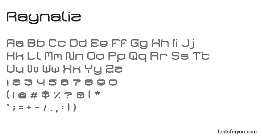 Schriftart Raynaliz – Alphabet, Zahlen, spezielle Symbole