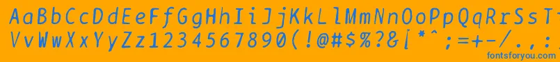 Fonte Bptypewritedamageditalics – fontes azuis em um fundo laranja