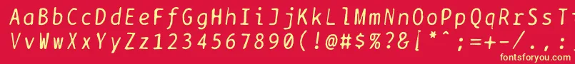 Fonte Bptypewritedamageditalics – fontes amarelas em um fundo vermelho