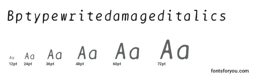 Размеры шрифта Bptypewritedamageditalics