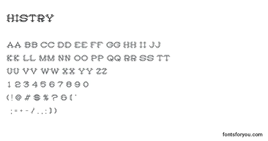 Fuente Histry - alfabeto, números, caracteres especiales