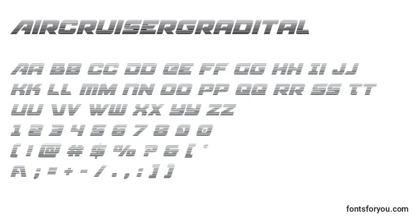 Czcionka Aircruisergradital – alfabet, cyfry, specjalne znaki