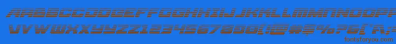 Aircruisergraditalフォントについての詳細 フォントAircruisergradital – 茶色の文字が青い背景にあります。