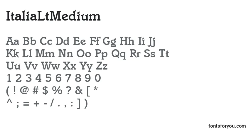 Czcionka ItaliaLtMedium – alfabet, cyfry, specjalne znaki