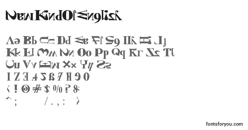 Schriftart NewKindOfEnglish – Alphabet, Zahlen, spezielle Symbole