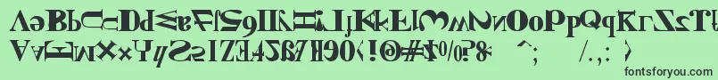 NewKindOfEnglish-fontti – mustat fontit vihreällä taustalla