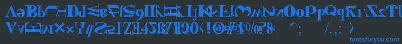 NewKindOfEnglish-Schriftart – Blaue Schriften auf schwarzem Hintergrund