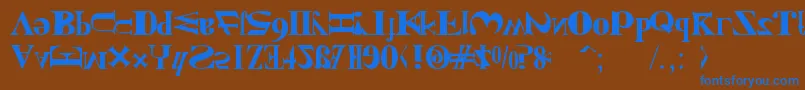 NewKindOfEnglish-Schriftart – Blaue Schriften auf braunem Hintergrund