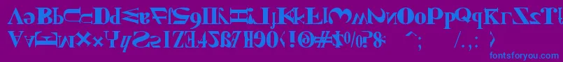 NewKindOfEnglish-fontti – siniset fontit violetilla taustalla