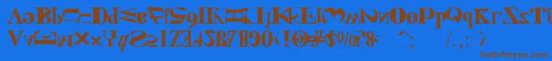 NewKindOfEnglish-Schriftart – Braune Schriften auf blauem Hintergrund
