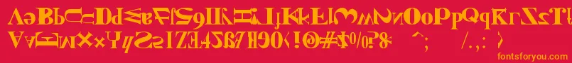 NewKindOfEnglish Font – Orange Fonts on Red Background