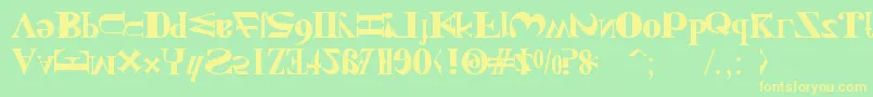 Czcionka NewKindOfEnglish – żółte czcionki na zielonym tle