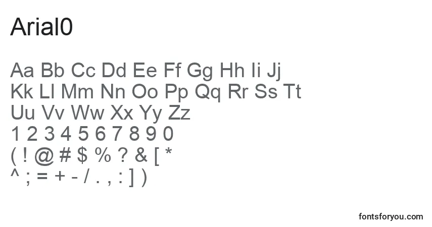 Arial0-fontti – aakkoset, numerot, erikoismerkit