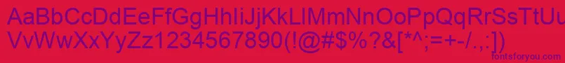 Arial0 Font – Purple Fonts on Red Background