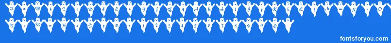 Fonte LmsSpookySpeller – fontes brancas em um fundo azul