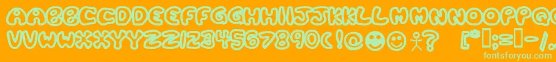 Plastb-fontti – vihreät fontit oranssilla taustalla