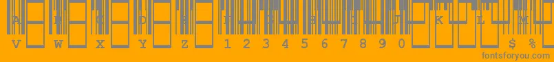 CiaCode39MediumText-fontti – harmaat kirjasimet oranssilla taustalla