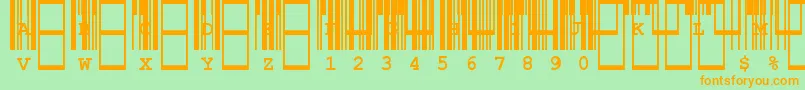 Шрифт CiaCode39MediumText – оранжевые шрифты на зелёном фоне