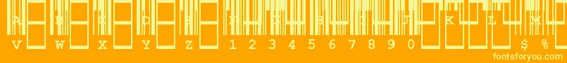 CiaCode39MediumText-Schriftart – Gelbe Schriften auf orangefarbenem Hintergrund