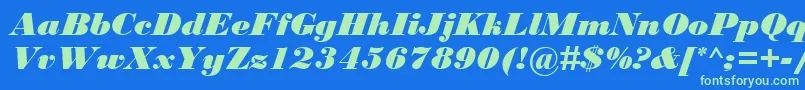 BodoniMtBlackРљСѓСЂСЃРёРІ Font – Green Fonts on Blue Background