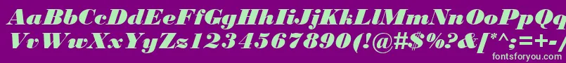 BodoniMtBlackРљСѓСЂСЃРёРІ Font – Green Fonts on Purple Background