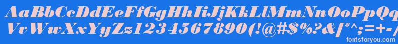 BodoniMtBlackРљСѓСЂСЃРёРІ Font – Pink Fonts on Blue Background