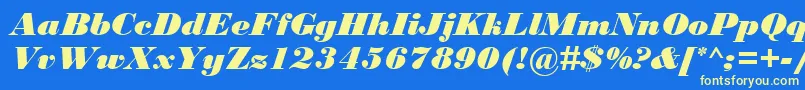 BodoniMtBlackРљСѓСЂСЃРёРІ Font – Yellow Fonts on Blue Background