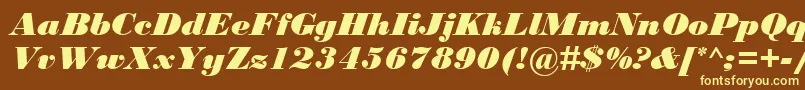 BodoniMtBlackРљСѓСЂСЃРёРІ Font – Yellow Fonts on Brown Background