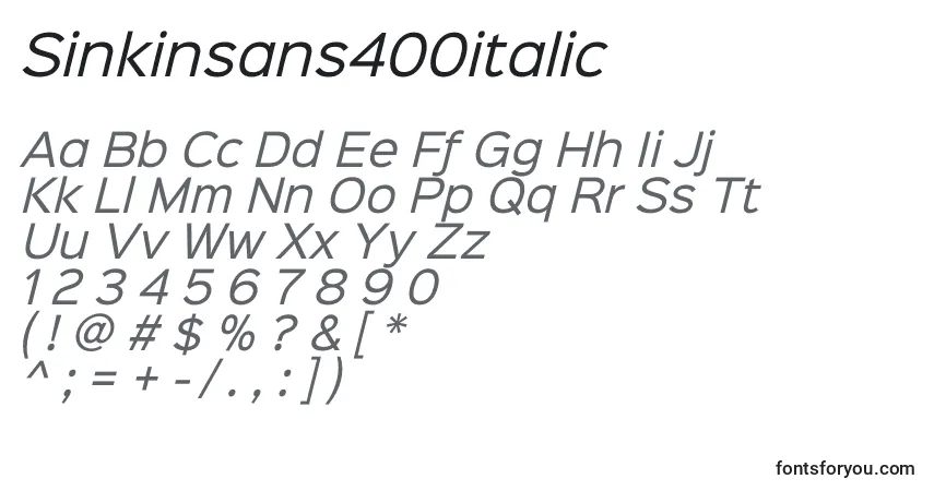 Шрифт Sinkinsans400italic (91374) – алфавит, цифры, специальные символы