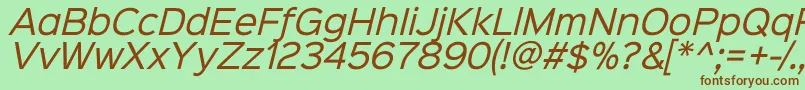 Fonte Sinkinsans400italic – fontes marrons em um fundo verde