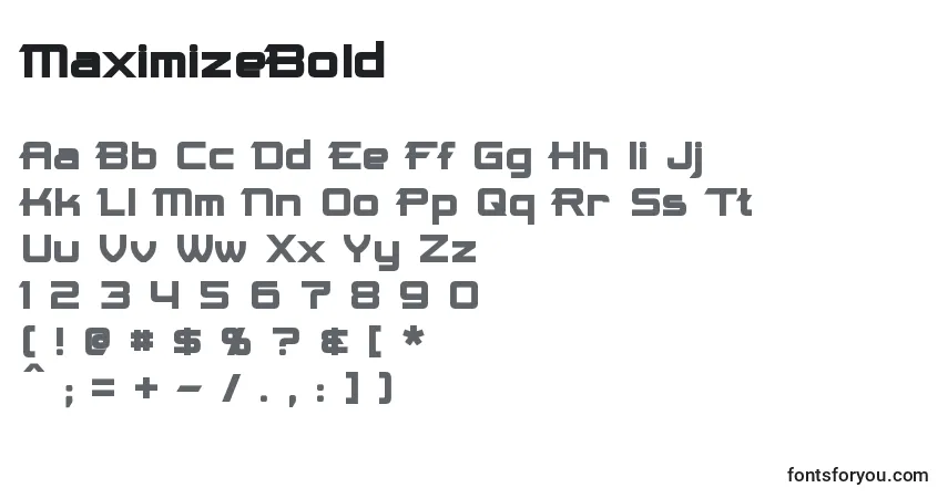 MaximizeBold-fontti – aakkoset, numerot, erikoismerkit