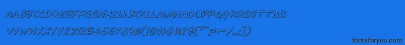 フォントDominomask3Dital – 黒い文字の青い背景