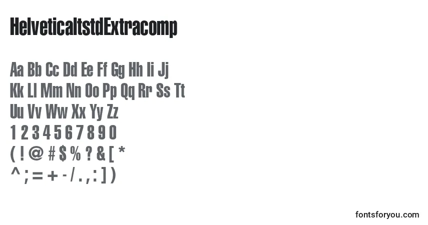 Czcionka HelveticaltstdExtracomp – alfabet, cyfry, specjalne znaki